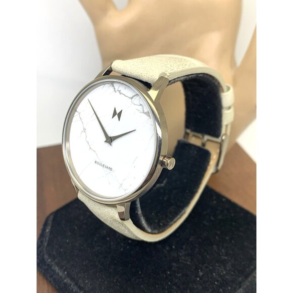 MVMT Women\'s Watch QMB01-Tima Quartz White Gray Marble Dial Leather Band 38mm main image 9